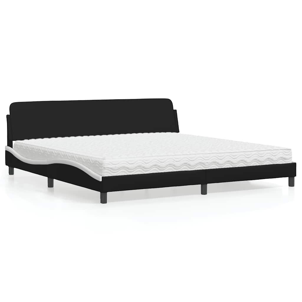 Bed with Mattress "Dover" Black and White 200x200 cm Faux Leather