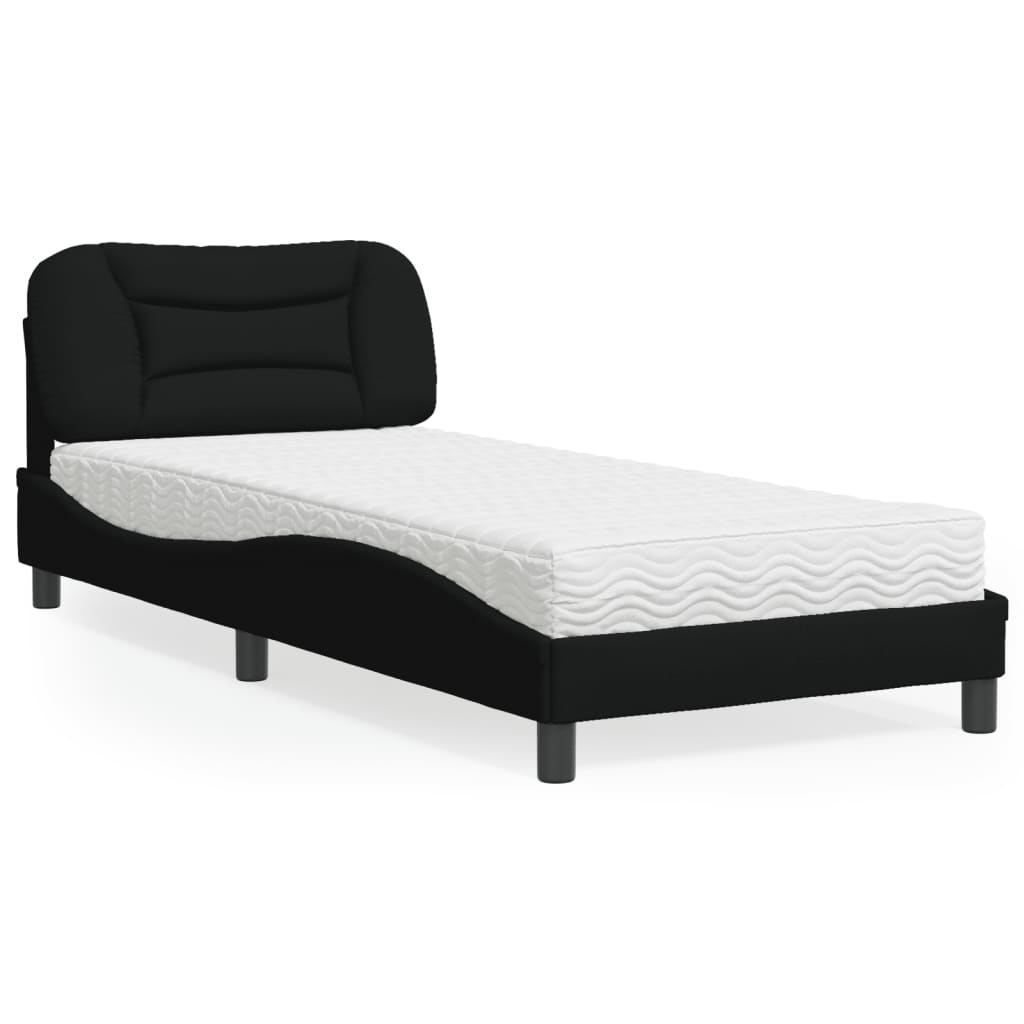 Bed with Mattress "Hvar" Black 90x200 cm Fabric