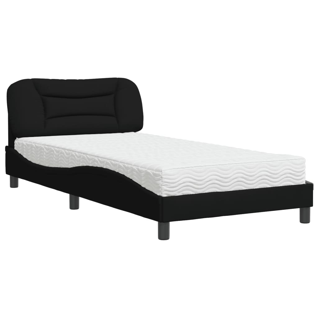 Bed with Mattress "Hvar" Black 100x200 cm Fabric