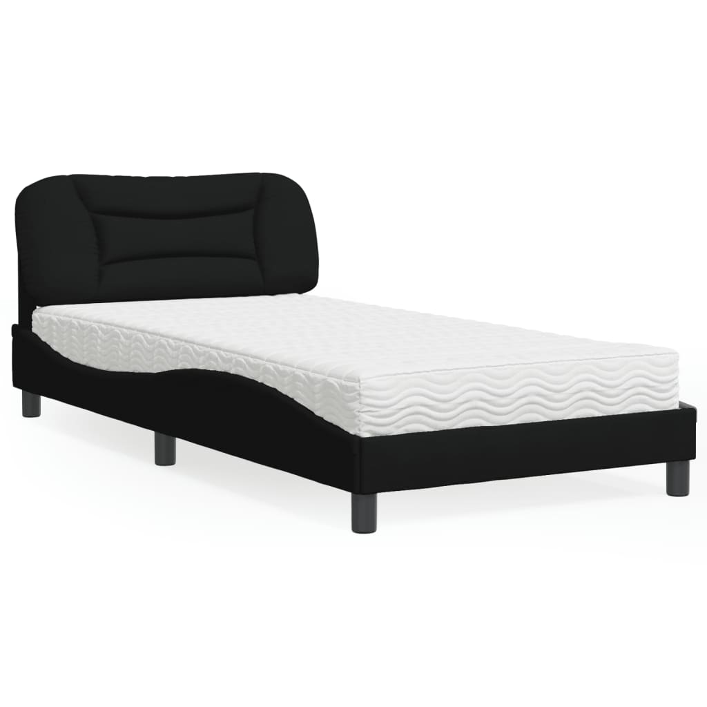Bed with Mattress "Hvar" Black 100x200 cm Fabric