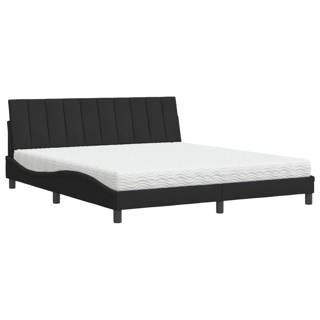 Bed with Mattress "Hanko" Black 180x200 cm Velvet