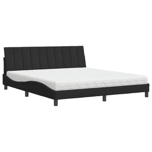 Bed with Mattress "Hanko" Black 180x200 cm Velvet