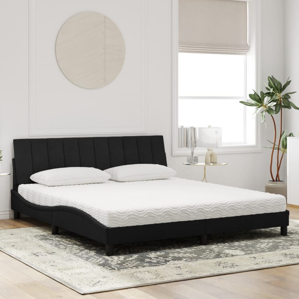 Bed with Mattress "Hanko" Black 180x200 cm Velvet