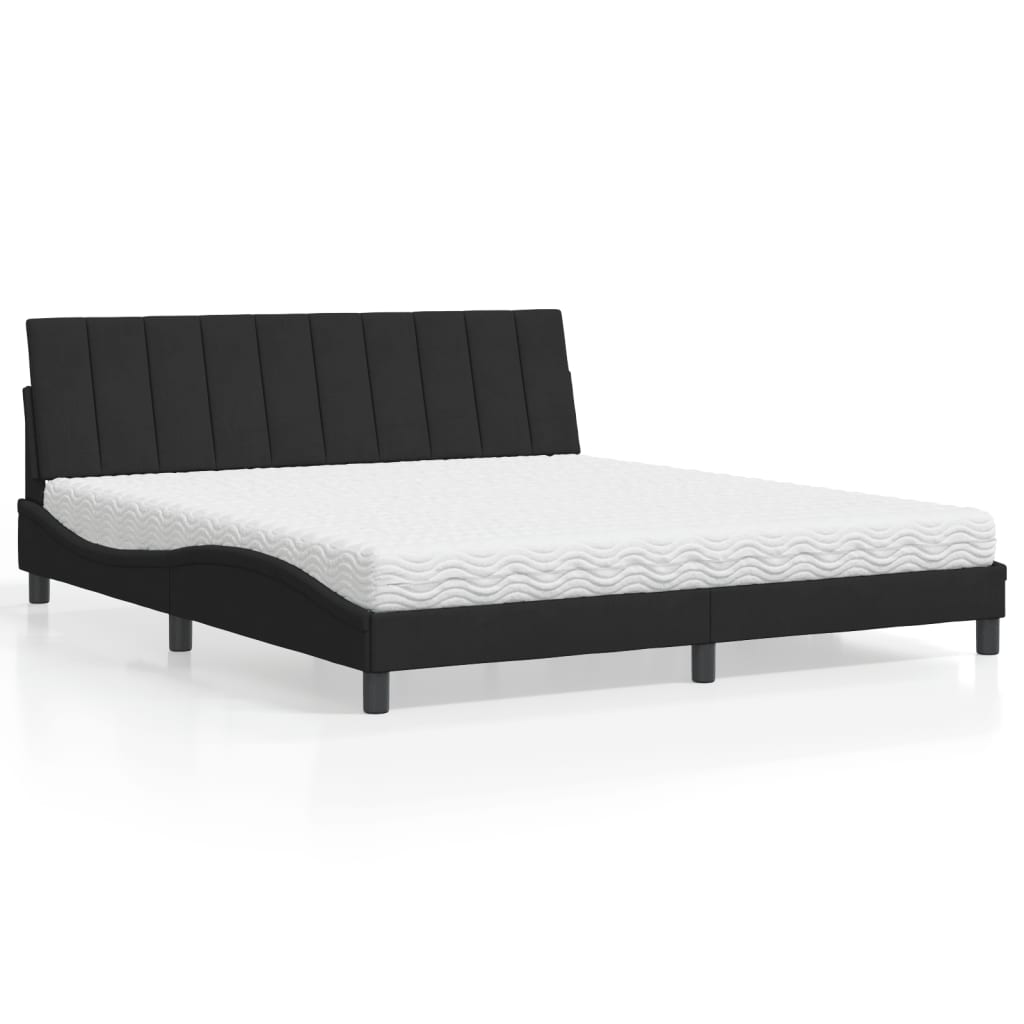 Bed with Mattress "Hanko" Black 180x200 cm Velvet