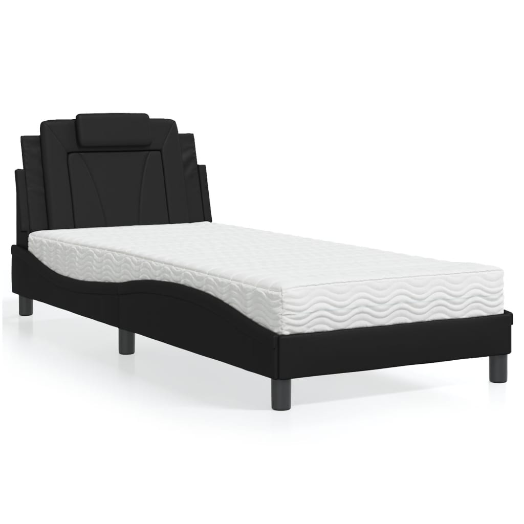 Bed "Viana" with Mattress Black 80x200 cm Faux Leather