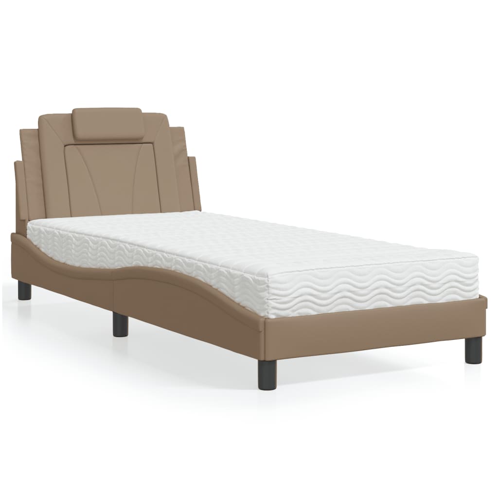Bed "Viana" with Mattress Cappuccino 80x200 cm Faux Leather