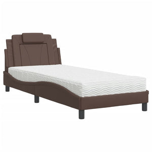 Bed "Viana" with Mattress Brown 90x200 cm Faux Leather