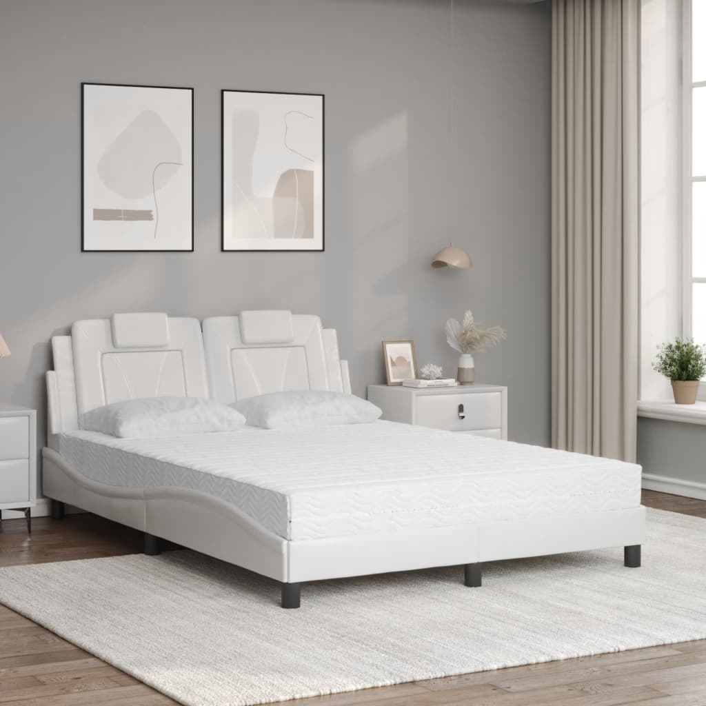 Bed "Viana" with Mattress White 120x200 cm Faux Leather