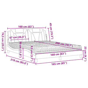 Bed "Viana" with Mattress White 160x200 cm Faux Leather