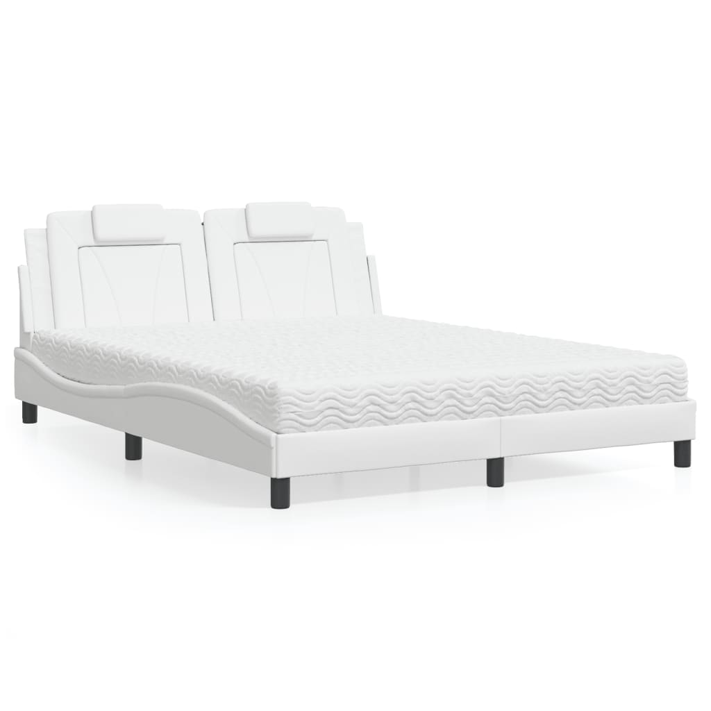 Bed "Viana" with Mattress White 160x200 cm Faux Leather
