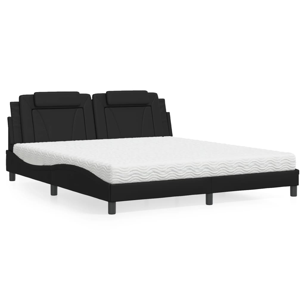 Bed "Viana" with Mattress Black 180x200 cm Faux Leather