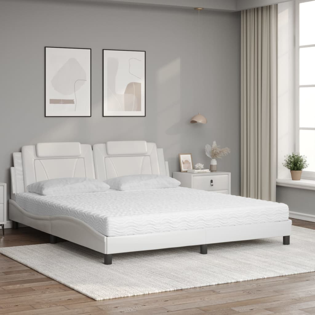 Bed "Viana" with Mattress White 180x200 cm Faux Leather