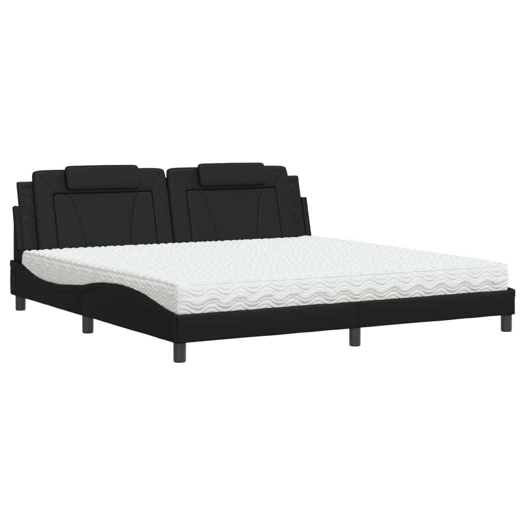 Bed "Viana" with Mattress Black 200x200 cm Faux Leather
