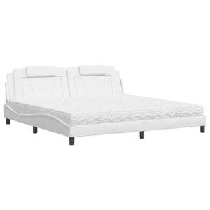 Bed "Viana" with Mattress White 200x200 cm Faux Leather