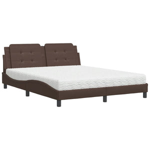 Bed with Mattress "Zadar" Brown 160x200 cm Faux Leather