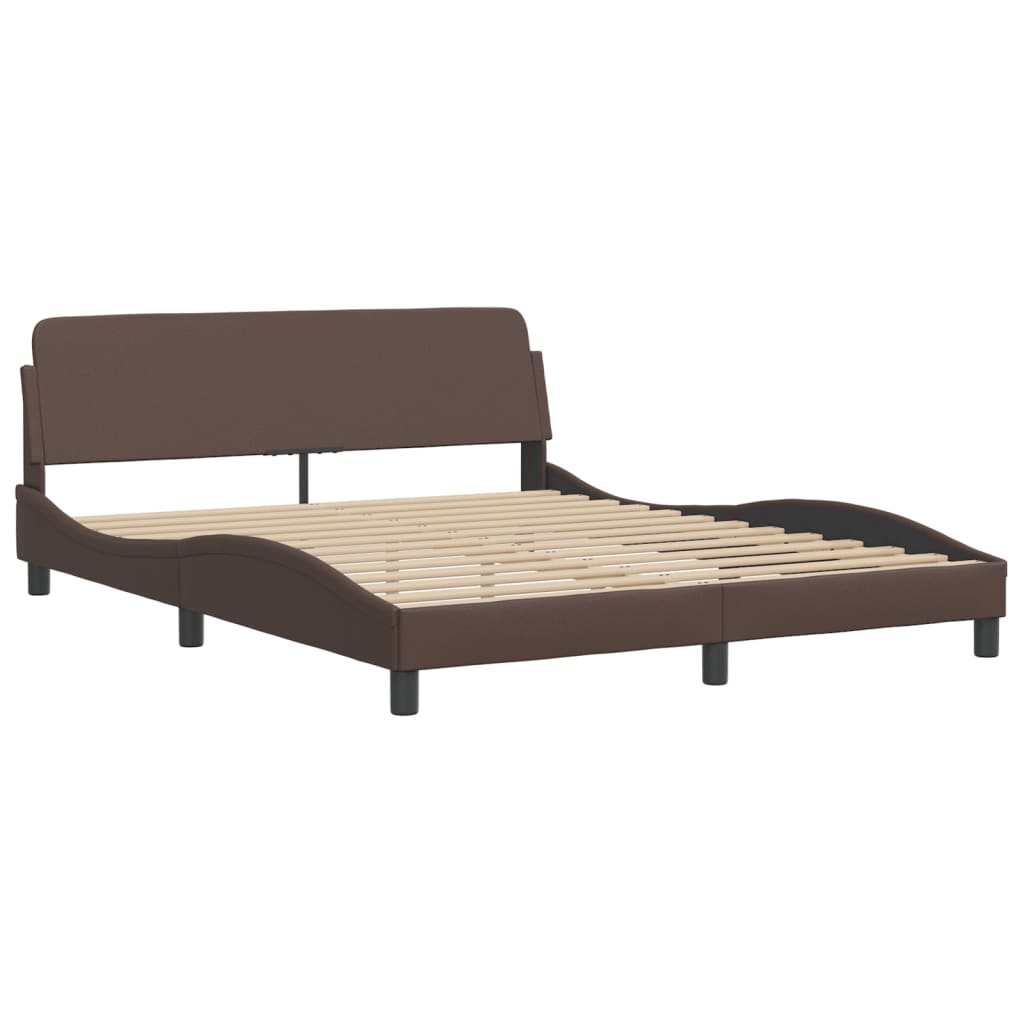 Bed with Mattress "Zadar" Brown 160x200 cm Faux Leather