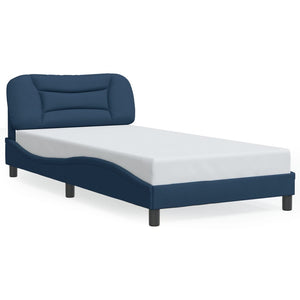 Bed Frame with LED without Mattress "Hvar" Blue 100x200 cm Fabric