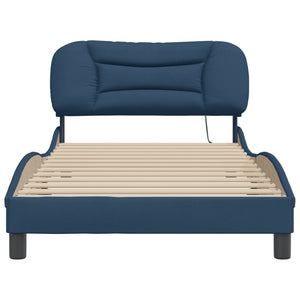 Bed Frame with LED without Mattress "Hvar" Blue 100x200 cm Fabric