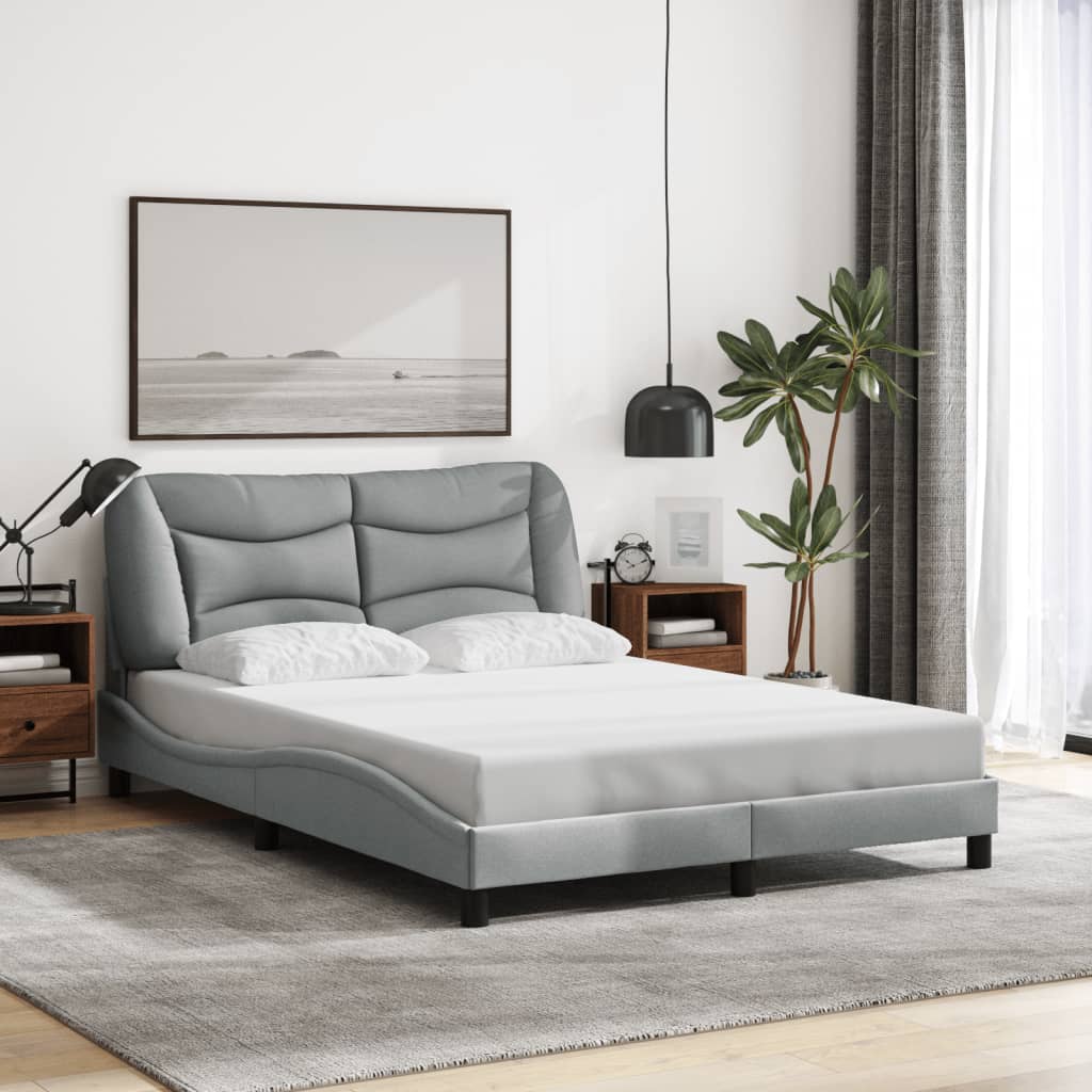 Bed Frame with LED without Mattress "Hvar" Light Grey 120x200 cm Fabric