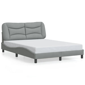 Bed Frame with LED without Mattress "Hvar" Light Grey 120x200 cm Fabric