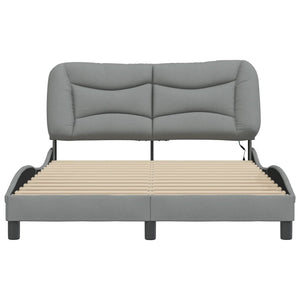 Bed Frame with LED without Mattress "Hvar" Light Grey 120x200 cm Fabric