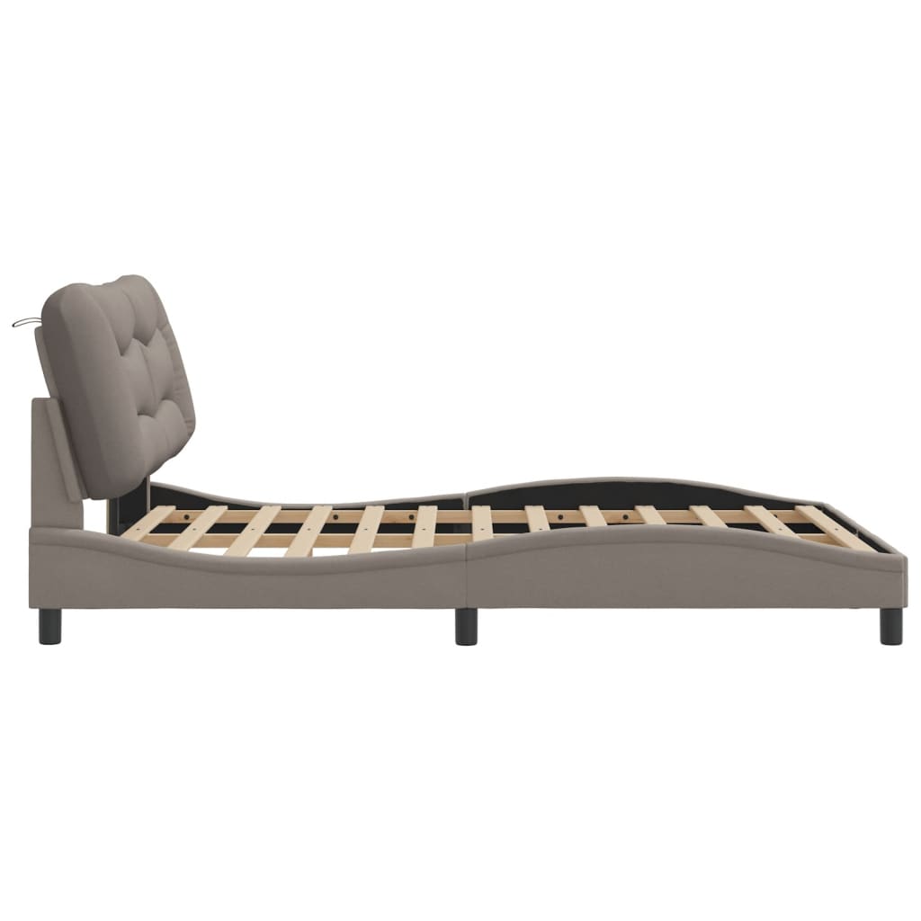 Bed Frame with LED without Mattress "Hvar" Taupe 120x200 cm Fabric