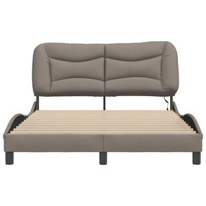 Bed Frame with LED without Mattress "Hvar" Taupe 140x190 cm Fabric