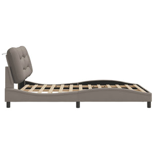 Bed Frame with LED without Mattress "Hvar" Taupe 140x200 cm Fabric