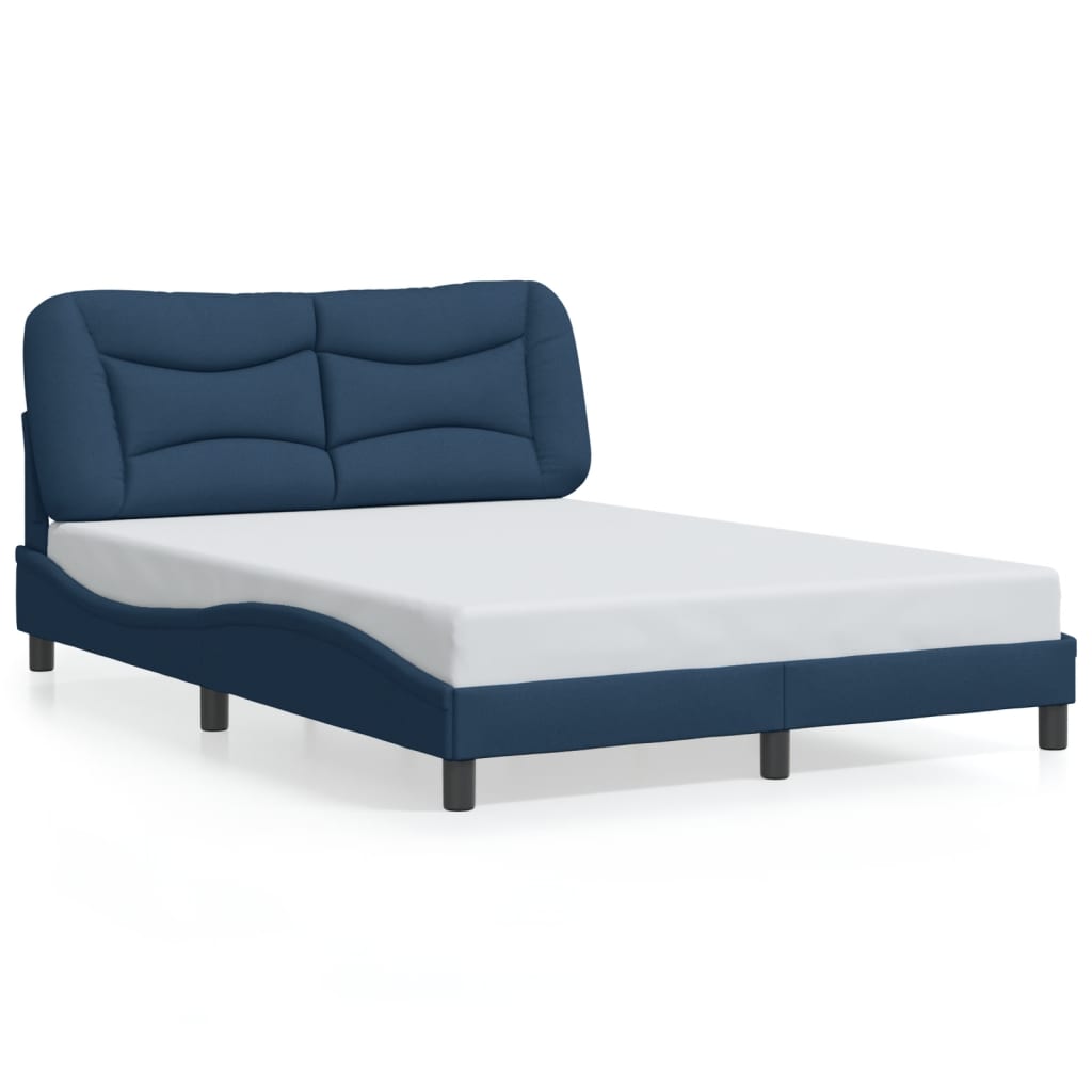 Bed Frame with LED without Mattress "Hvar" Blue 140x200 cm Fabric