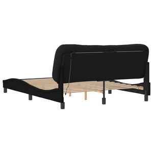 Bed Frame with LED without Mattress "Hvar" Black 160x200 cm Fabric