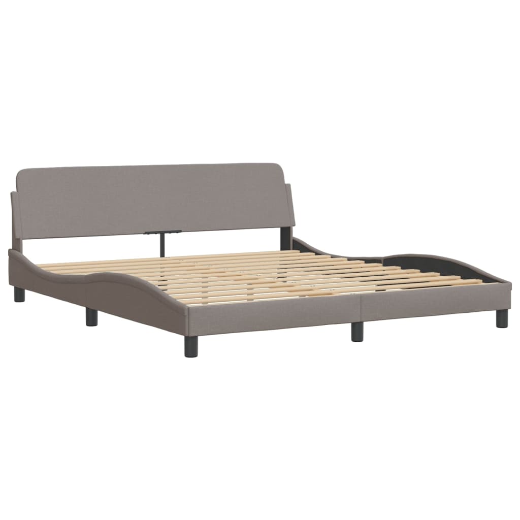 Bed Frame with LED without Mattress "Hvar" Taupe 180x200 cm Fabric