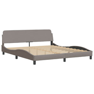 Bed Frame with LED without Mattress "Hvar" Taupe 180x200 cm Fabric