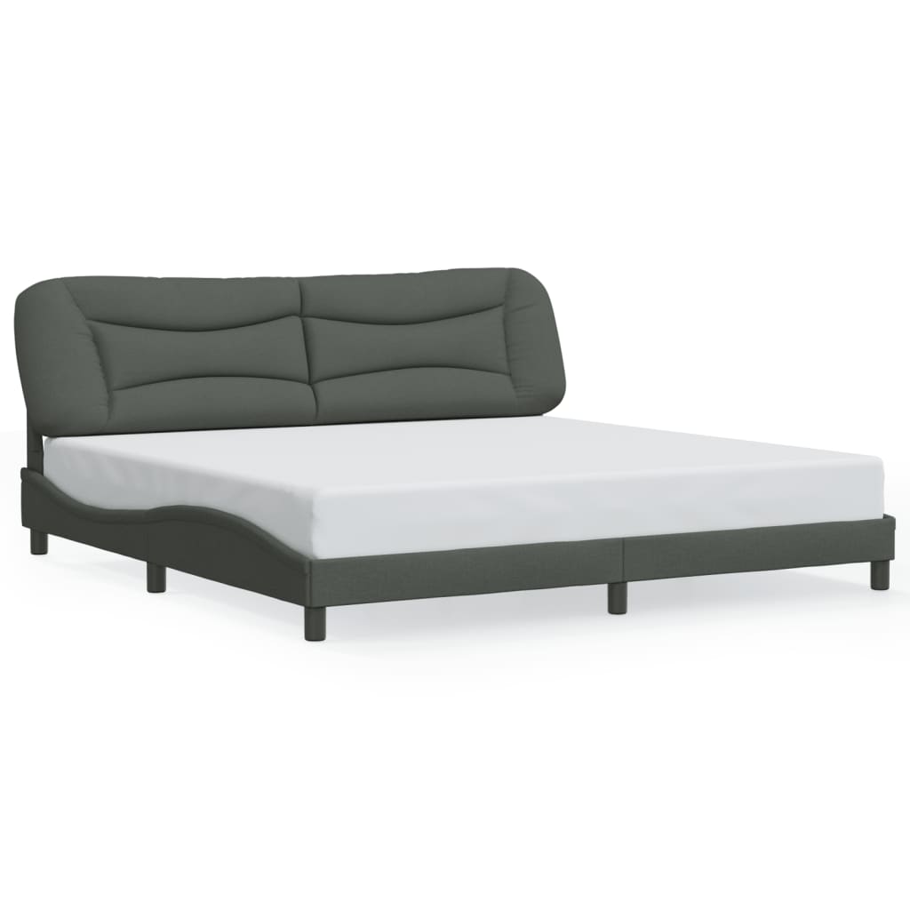 Bed Frame with LED without Mattress "Hvar" Dark Grey 200x200 cm Fabric