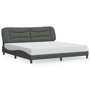 Bed Frame with LED without Mattress "Hvar" Dark Grey 200x200 cm Fabric