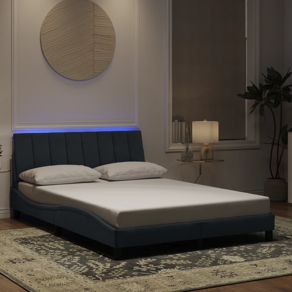 Bed Frame with LED without Mattress "Hanko" Dark Grey 120x200 cm Velvet