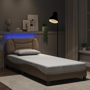 Bed Frame with LED without Mattress "Hvar" Cappuccino 80x200 cm