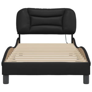 Bed Frame with LED without Mattress "Hvar" Black 90x200 cm