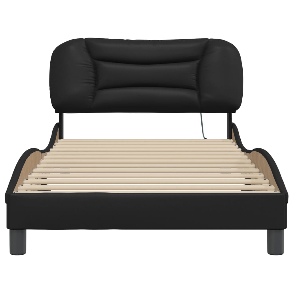 Bed Frame with LED without Mattress "Hvar" Black 100x200 cm