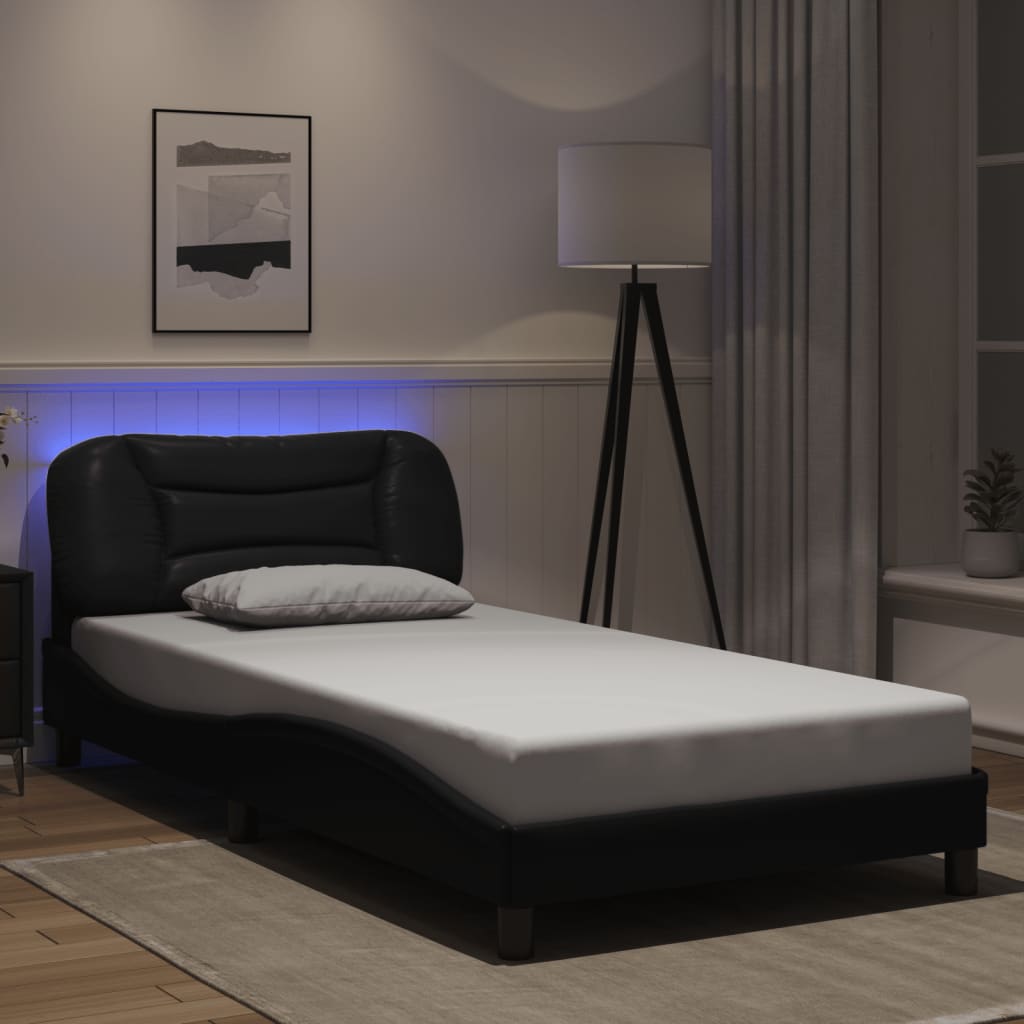 Bed Frame with LED without Mattress "Hvar" Black 100x200 cm