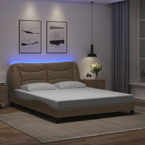 Bed Frame with LED without Mattress "Hvar" Cappuccino 160x200 cm