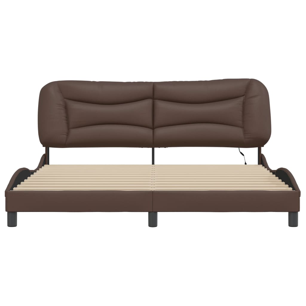 Bed Frame with LED without Mattress "Hvar" Brown 180x200 cm