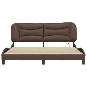 Bed Frame with LED without Mattress "Hvar" Brown 180x200 cm