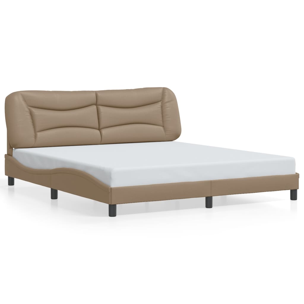 Bed Frame with LED without Mattress "Hvar" Cappuccino 180x200 cm