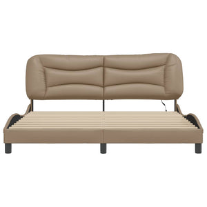 Bed Frame with LED without Mattress "Hvar" Cappuccino 180x200 cm