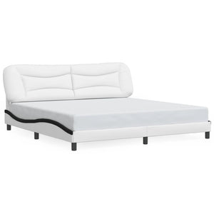 Bed Frame with LED without Mattress "Hvar" White and Black 200x200 cm