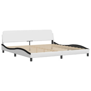 Bed Frame with LED without Mattress "Hvar" White and Black 200x200 cm