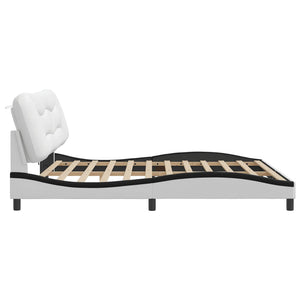 Bed Frame with LED without Mattress "Hvar" White and Black 200x200 cm