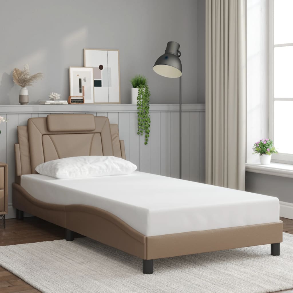 Bed Frame "Viana" with LED without Mattress Cappuccino 100x200 cm
