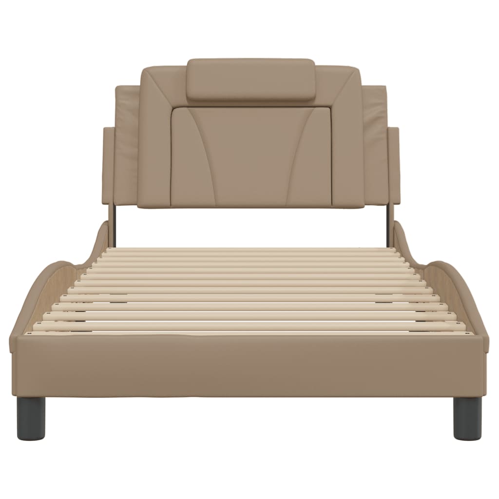 Bed Frame "Viana" with LED without Mattress Cappuccino 100x200 cm