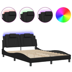 Bed Frame "Viana" with LED without Mattress Black 140x200 cm